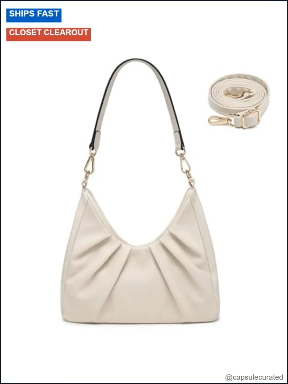 Women's Ruched Hobo Handbag Crossbody Purse with 2 Removable Straps Faux